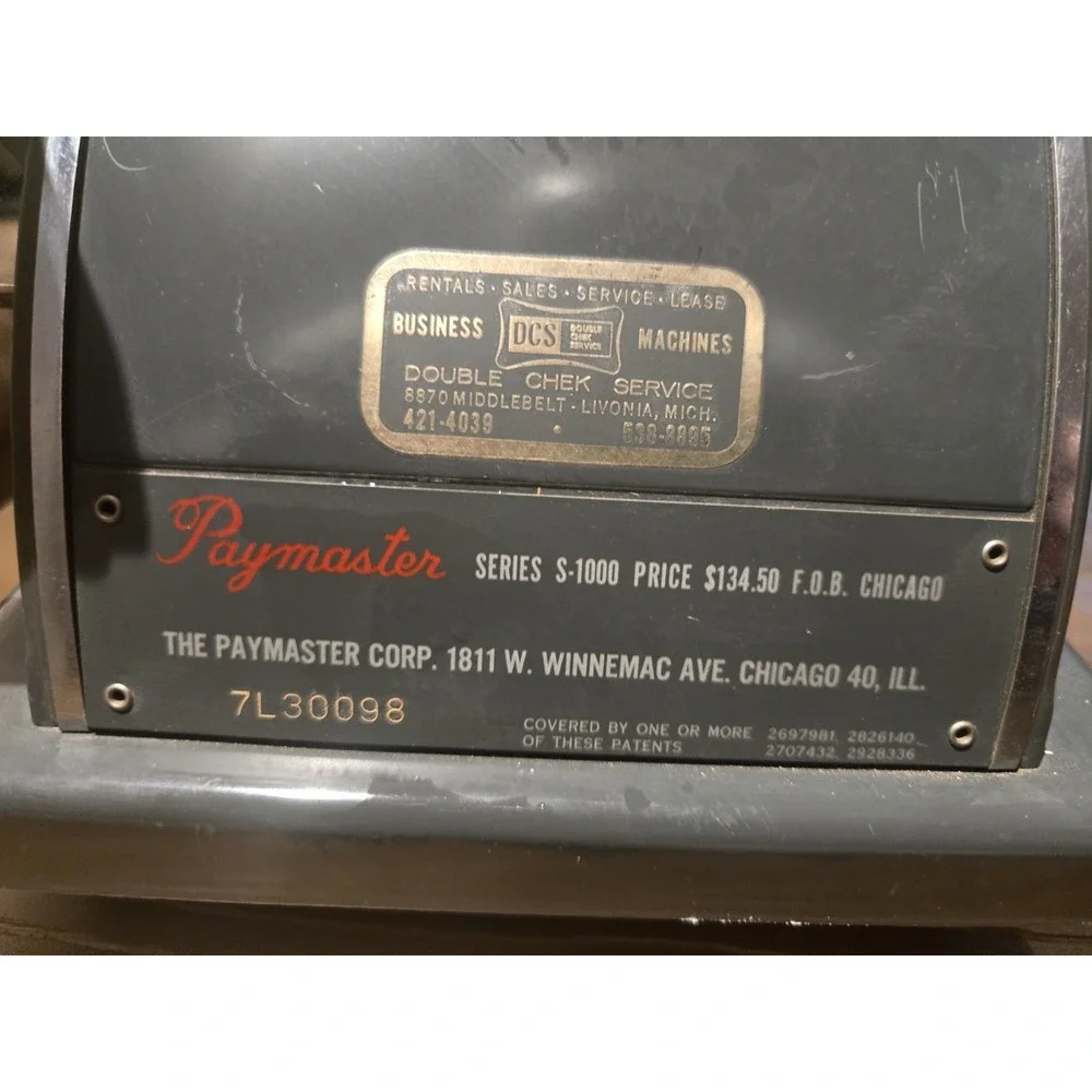 Vintage Paymaster S-1000 Check Writer Working Industrial Office Decor Chicago US